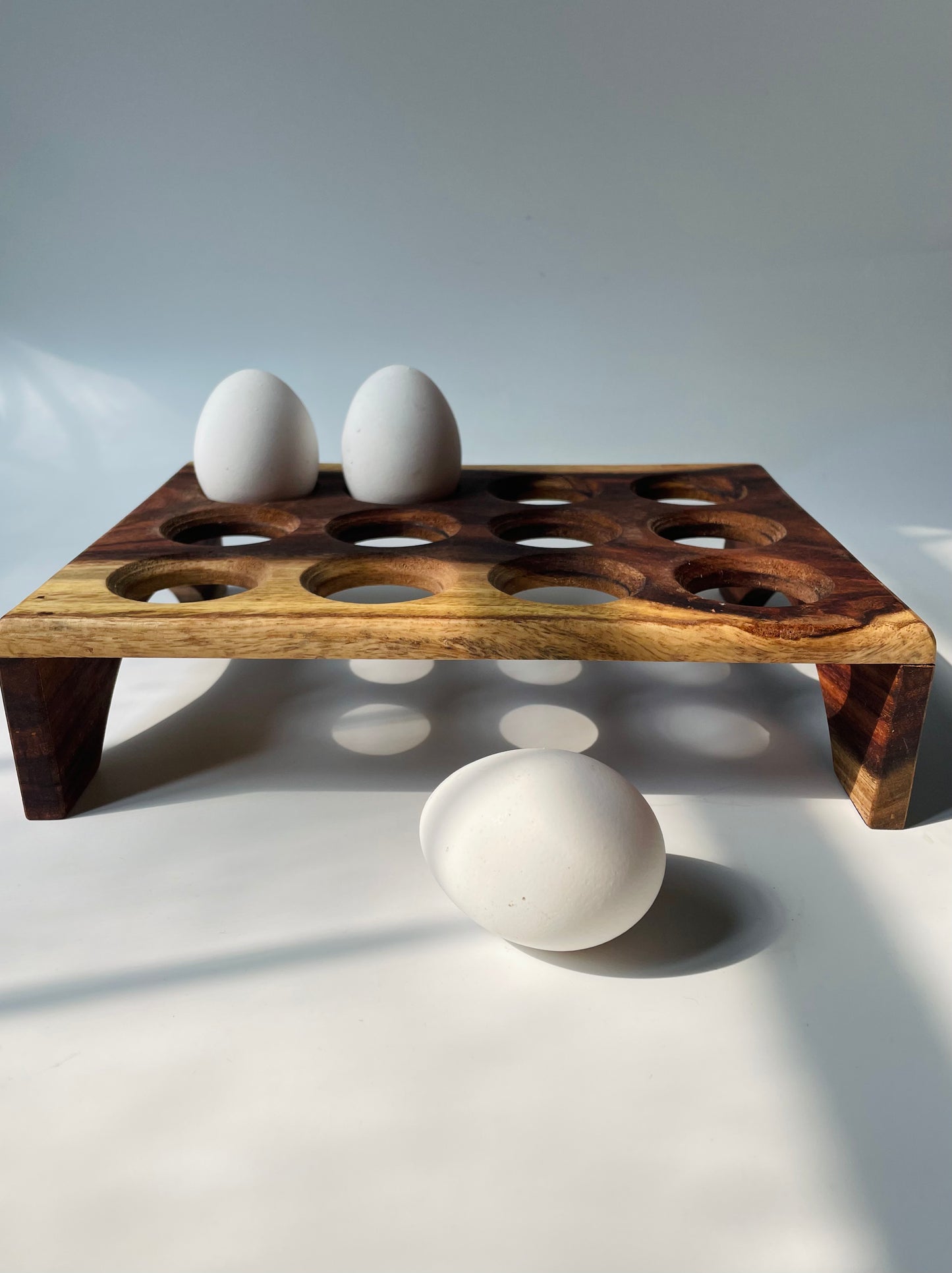 Artisan Wooden Egg Holder (12-Slot)