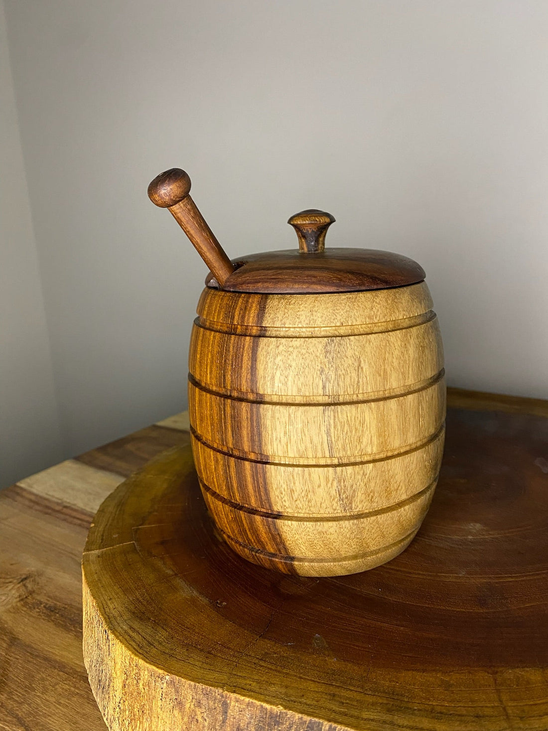 Agatha rosewood honey jar set handcrafted wooden gift Pakistan