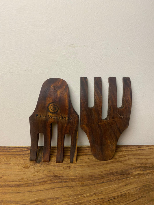 Velora handcrafted rosewood salad server set spoon and fork pair Pure Woodique Pakistan