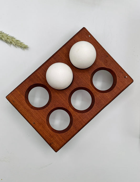 Artisan Wooden Egg Holder (6-Slot)