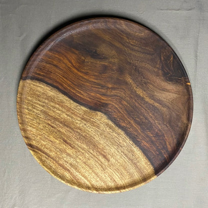 Astra rosewood dinner plate close up of wood grain texture