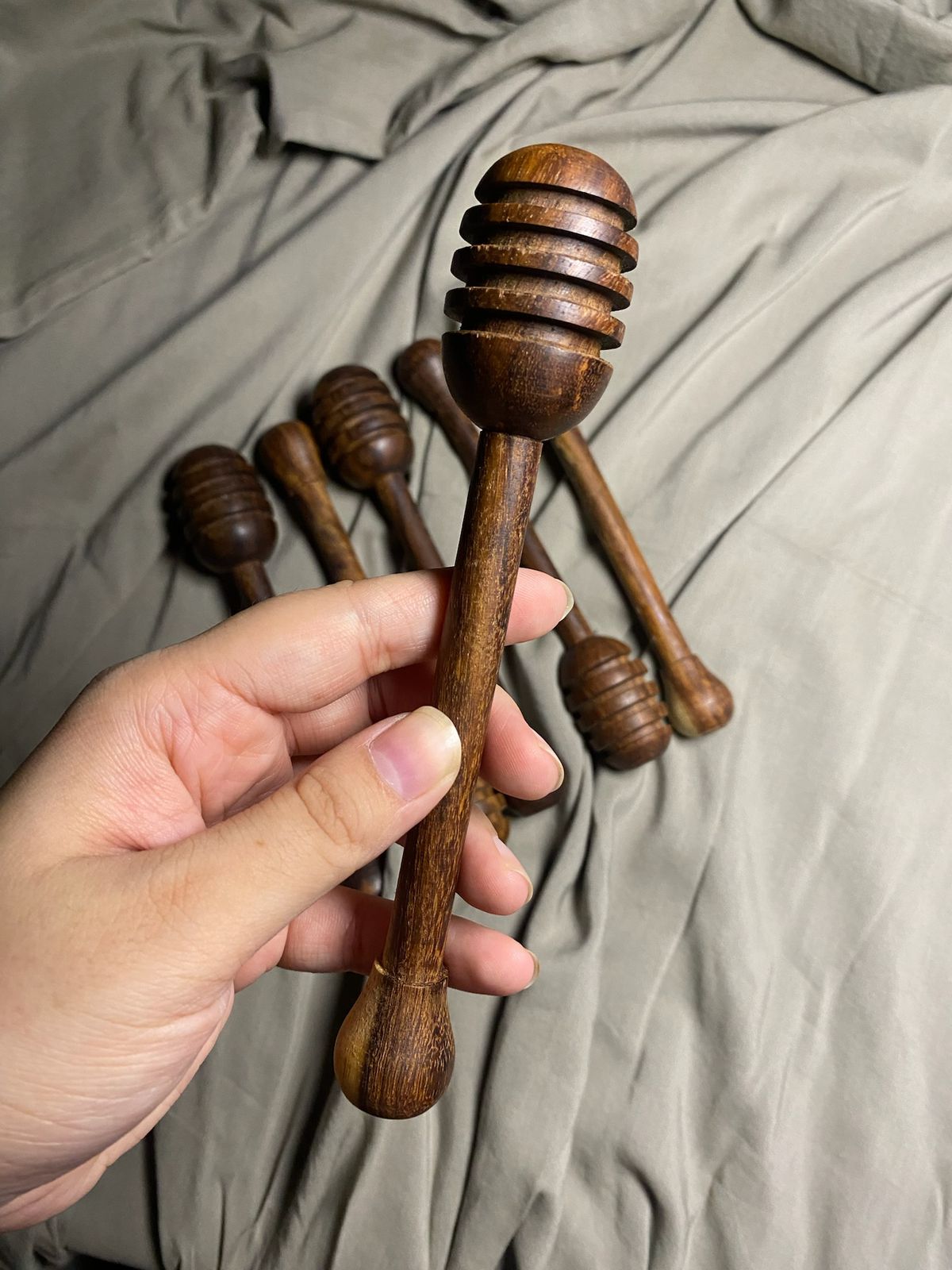 Handcrafted wooden honey dipper dark finish 6.5-inch Pure Woodique Pakistan