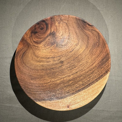 Eros rosewood dessert plate side angle showing depth and grain