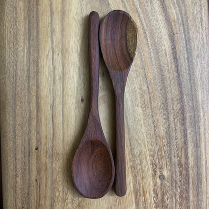 Nova rosewood spoon set of 6 close up showing grain and carved detail Pure Woodique